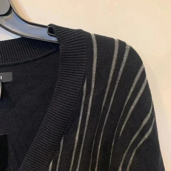 Mens Alfani Stripped Cardigan V Neck Button Down M NWT -B4 Black - Picture 5 of 6